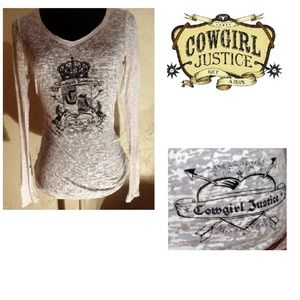 Cowgirl Justice Gray T Shirt  Size L